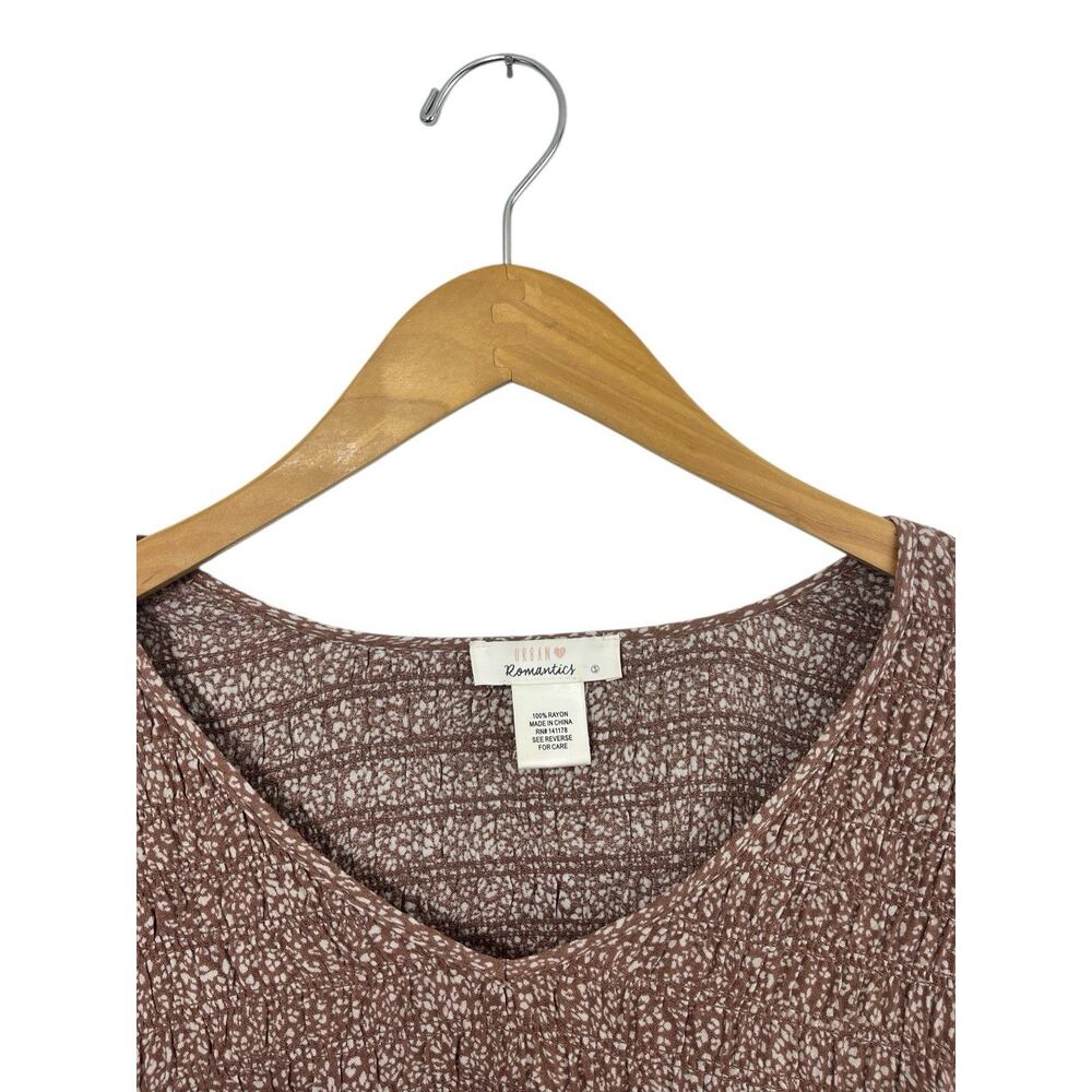Babydoll Top Women's Brown Floral Smocked Y2K Urban Romantics Small Romantic - Picture 6 of 9